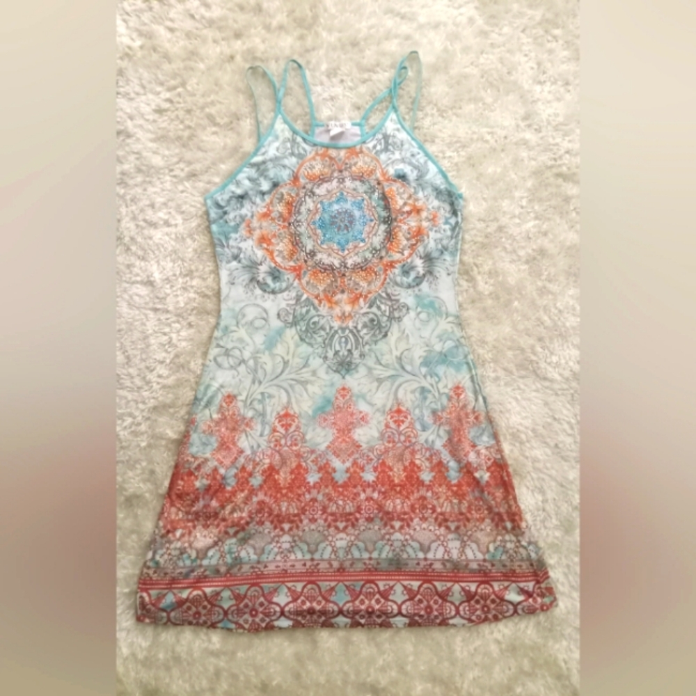 Women's Spaghetti Strap Mandala Print Dress, Size M